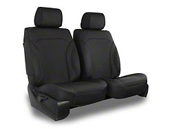 Aegis Cover Leatherette Low Back Bucket Seat Covers with Suede Plain Insert; Black/Black Piping (07-25 Tundra w/ Front Bucket Seats)