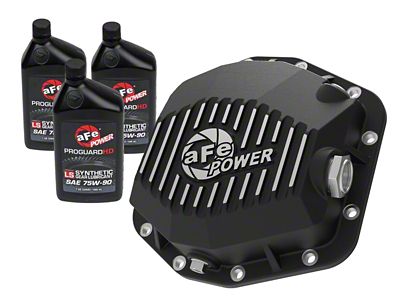 AFE Pro Series Rear Differential Cover with Machined Fins and 75w-90 Gear Oil; Black (21-25 Bronco)