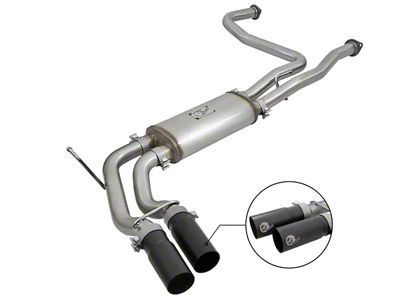 AFE Rebel Series 2.50-Inch Dual Exhaust System with Black Tips; Middle Side Exit (04-15 Titan)