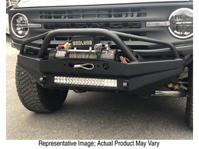 Affordable Offroad Shorty Winch Front Bumper with Bull Bar; Bare Metal (21-25 Bronco, Excluding Raptor)