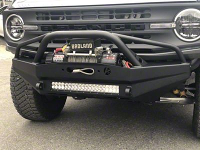 Affordable Offroad Shorty Winch Front Bumper with Bull Bar; Black (21-25 Bronco, Excluding Raptor)