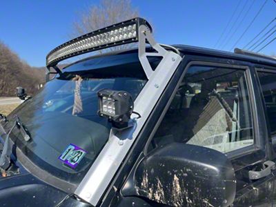 Affordable Offroad 50-Inch Straight Light Bar Brackets; Black (84-01 Jeep Cherokee XJ)