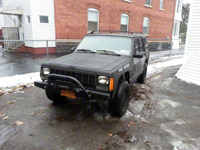 Affordable Offroad Winch Front Bumper with Bullbar; Black (84-01 Jeep Cherokee XJ)