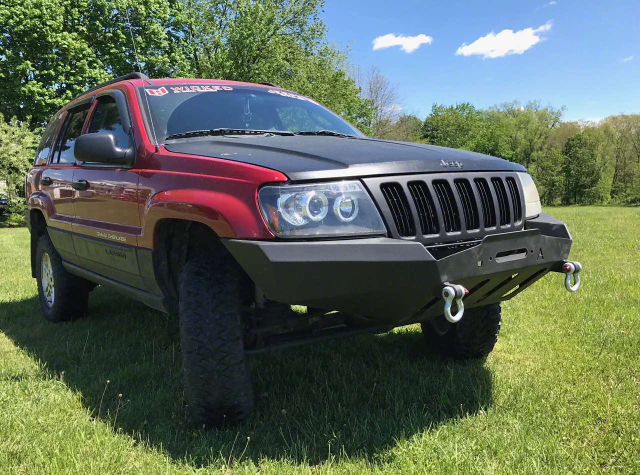 Affordable Offroad Modular Front Winch Bumper Black 99 04 Jeep Grand Cherokee WJ