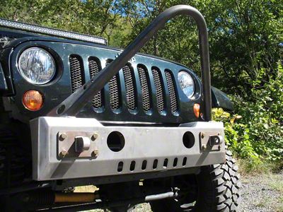 Affordable Offroad Front Bumper with Stinger; Black (07-18 Jeep Wrangler JK)