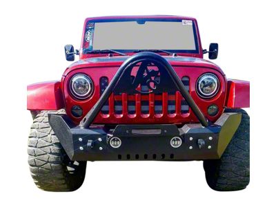 Affordable Offroad Mid Width Front Winch Bumper; Black (07-18 Jeep Wrangler JK)
