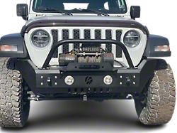 Affordable Offroad Mid-Width Winch Front Bumper with Bull Bar; Bare Metal (07-18 Jeep Wrangler JK)