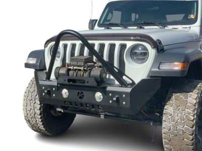 Affordable Offroad Mid-Width Winch Front Bumper with Stinger; Bare Metal (07-18 Jeep Wrangler JK)