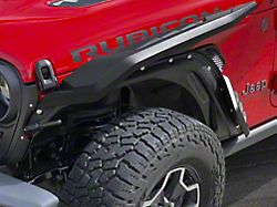 Air Design Racer High Top Fender Flares with Mud Flaps and DRL; Satin Black (20-25 Jeep Gladiator JT)