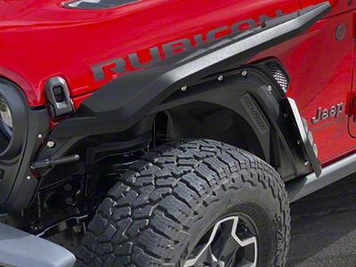 Air Design Racer High Top Fender Flares with Mud Flaps and DRL; Satin Black (20-25 Jeep Gladiator JT)