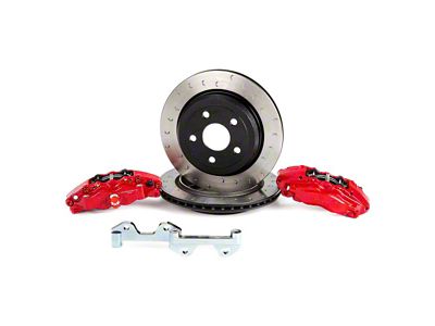 Alcon 4-Piston Rear Big Brake Kit with 330x22mm Slotted Rotors; Red Calipers (20-25 Jeep Gladiator JT)
