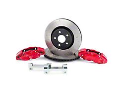Alcon 4-Piston Front Big Brake Kit with 350x32mm Slotted Rotors; Red Calipers (07-18 Jeep Wrangler JK)