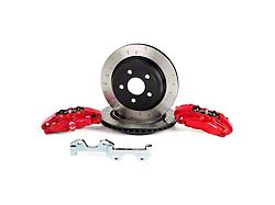 Alcon 4-Piston Rear Big Brake Kit with 330x22mm Slotted Rotors; Red Calipers (07-26 Jeep Wrangler JK & JL)