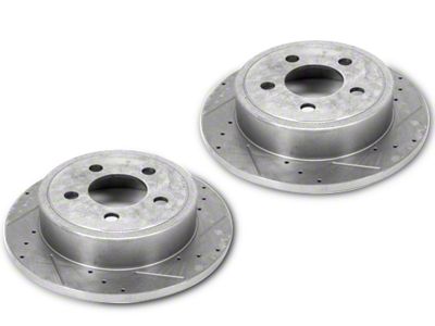 Alloy USA Slotted and Drilled Disc Brake Rotors; Front Pair (90-99 Jeep Wrangler YJ & TJ)