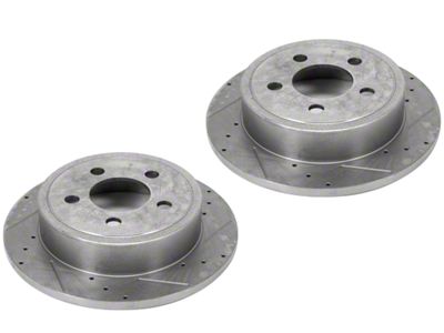 Alloy USA Slotted and Drilled Disc Brake Rotors; Rear Pair (03-06 Jeep Wrangler TJ)