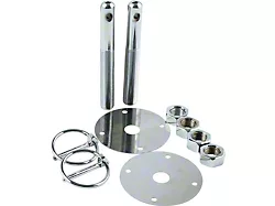 Allstar Performance Steel Hood Pin Kit; Chrome (Universal; Some Adaptation May Be Required)