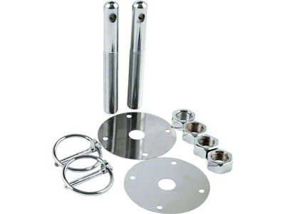 Allstar Performance Steel Hood Pin Kit; Chrome (Universal; Some Adaptation May Be Required)