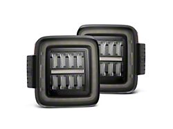 AlphaRex NOVA-Series Prismatic LED Tail Lights; Alpha Black Housing; Clear Lens (18-25 Jeep Wrangler JL w/ Factory LED Tail Lights)