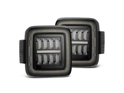 AlphaRex NOVA-Series Prismatic LED Tail Lights; Alpha Black Housing; Clear Lens (18-25 Jeep Wrangler JL w/ Factory LED Tail Lights)