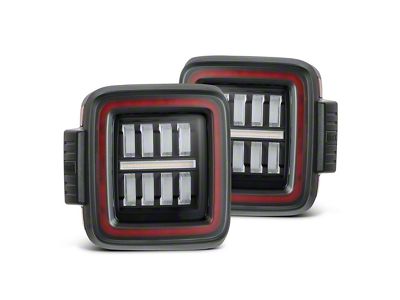 AlphaRex NOVA-Series Prismatic LED Tail Lights; Black/Red Housing; Clear Lens (18-25 Jeep Wrangler JL w/ Factory LED Tail Lights)
