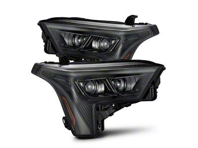 AlphaRex LUXX-Series LED Projector Headlights with Amber DRL; Alpha Black Housing; Clear Lens (22-25 Tundra w/ Factory Reflector Headlights)