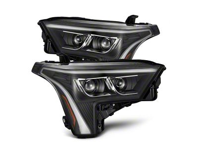 AlphaRex LUXX-Series LED Projector Headlights with White DRL; Black Housing; Clear Lens (22-25 Tundra w/ Factory Reflector Headlights)