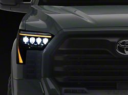 AlphaRex NOVA-Series LED Projector Headlights with Amber DRL; Alpha Black Housing; Clear Lens (22-25 Tundra w/ Factory Reflector Headlights)