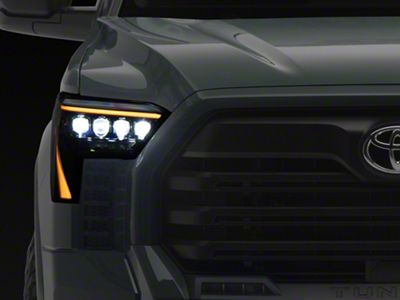 AlphaRex NOVA-Series LED Projector Headlights with Amber DRL; Alpha Black Housing; Clear Lens (22-25 Tundra w/ Factory Reflector Headlights)