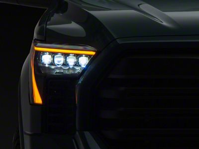 AlphaRex NOVA-Series LED Projector Headlights with Amber DRL; Black Housing; Clear Lens (22-25 Tundra w/ Factory Reflector Headlights)