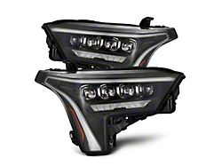 AlphaRex NOVA-Series LED Projector Headlights with Amber DRL; Black Housing; Clear Lens (22-25 Tundra w/ Factory Projector Headlights)