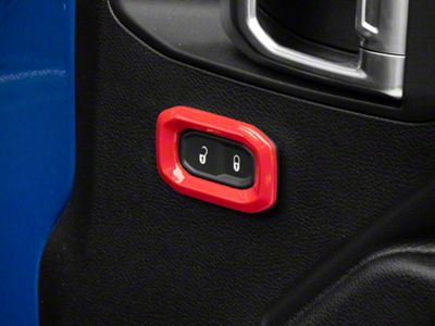 RedRock Door Lock Trim Bezels; Red (20-25 Jeep Gladiator JT)