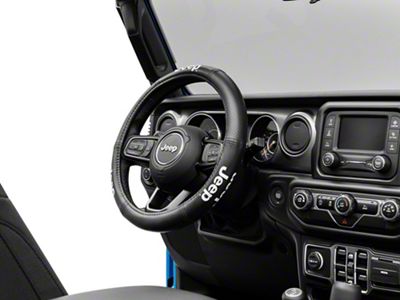 Elite Series Speed Grip Steering Wheel Cover with Jeep Logo; Black (20-25 Jeep Gladiator JT)