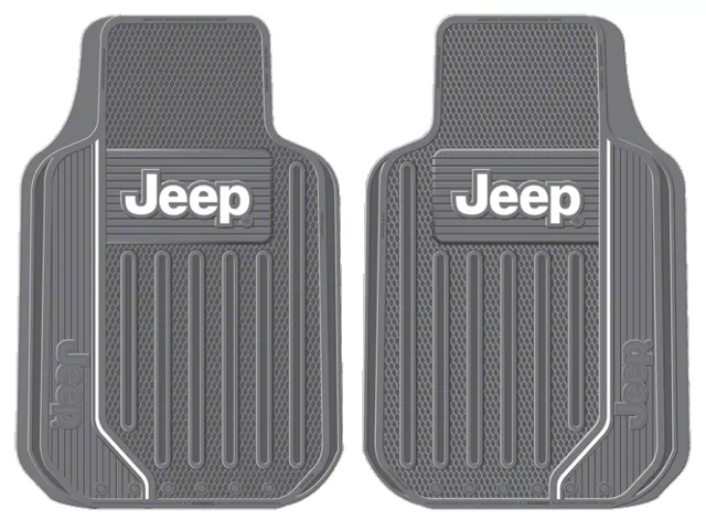 Jeep Rugs Jeep Wrangler Elite Series Front Floor Mats with Jeep Logo; Gray ...