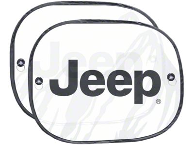 Side Window Sunshades with Jeep Logo; 17.50-Inch x 14-Inch (66-25 Jeep CJ5, CJ7, Wrangler YJ, TJ, JK & JL)