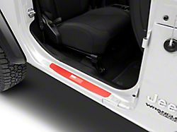 RedRock Door Sill Entry Guards with Flag; Red (18-22 Jeep Wrangler JL 2-Door)