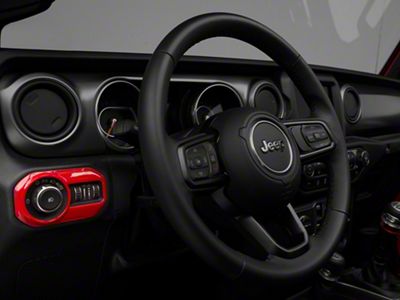 RedRock Headlight Switch Trim; Red (18-25 Jeep Wrangler JL)