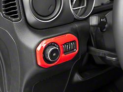 RedRock Headlight Switch Trim; Red (18-26 Jeep Wrangler JL)