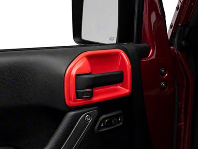 RedRock Interior Door Handle Trim Bezels; Red (07-18 Jeep Wrangler JK 2-Door)
