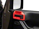 RedRock Interior Door Handle Trim Bezels; Red (07-18 Jeep Wrangler JK 4-Door)