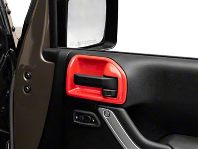 RedRock Interior Door Handle Trim Bezels; Red (07-18 Jeep Wrangler JK 4-Door)