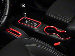 RedRock Shifter and Cup Holder Bezel Trim Set; Red (11-18 Jeep Wrangler JK w/ Automatic Transmission)