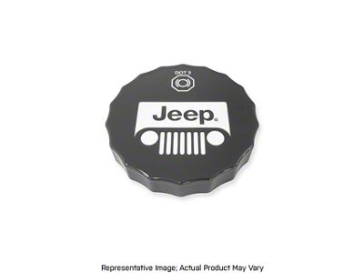 American Brothers Design Master Cylinder Cap Cover with Engraved Jeep Logo; Firecracker Red (20-25 Jeep Gladiator JT)