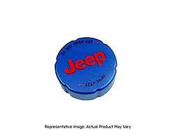 American Brothers Design Coolant Recovery Bottle Cap Cover with Firecracker Red Jeep Logo; Black (22-25 3.6L Jeep Gladiator JT)