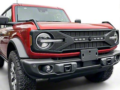 American Modified Tomahawk Grille with Off-Road Lights; Matte Black (21-25 Bronco w/o Forward Facing Camera)