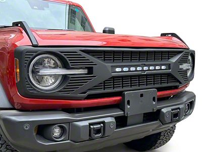 American Modified Tomahawk Grille with Off-Road Lights; Matte Black (21-25 Bronco w/o Forward Facing Camera)