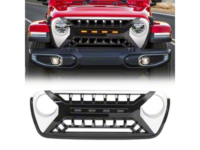 American Modified Armor Grille with Amber Lights; White and Black (20-25 Jeep Gladiator JT)