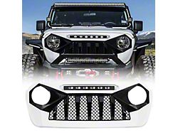 American Modified Demon Grille with LED Off-Road Lights; White and Black (20-25 Jeep Gladiator JT)