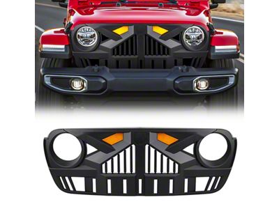 American Modified Empire Grille with Amber Lights and Camera Bracket; Matte Black (20-25 Jeep Gladiator JT)