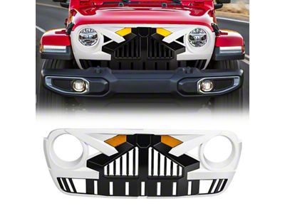 American Modified Empire Grille with Amber Lights and Camera Bracket; White and Black (20-25 Jeep Gladiator JT)