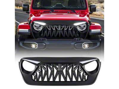 American Modified Shark Grille with LED Eyebrow DRL and Turn Signals, Matte Black (20-25 Jeep Gladiator JT)
